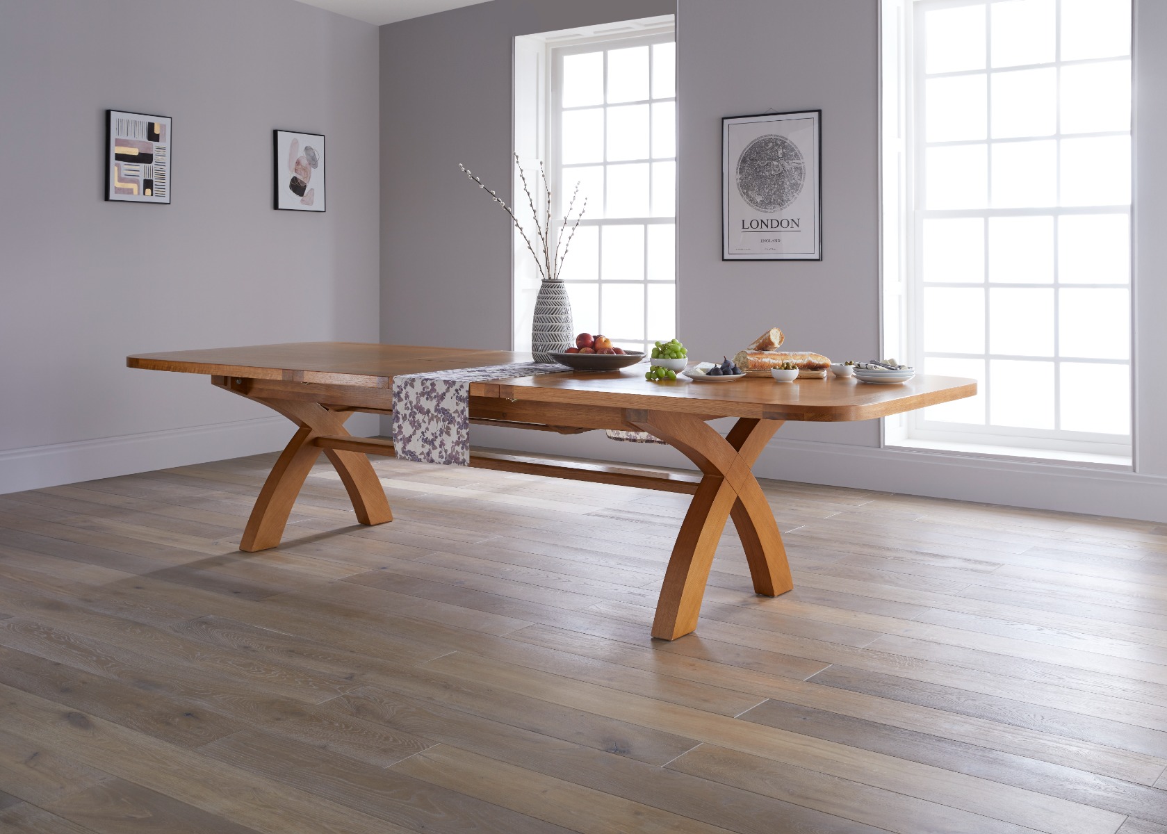 Hearth & Home Store -Hearth & Home Store vancou262 country oak large double extending dining table 340cm x leg oval corners 1